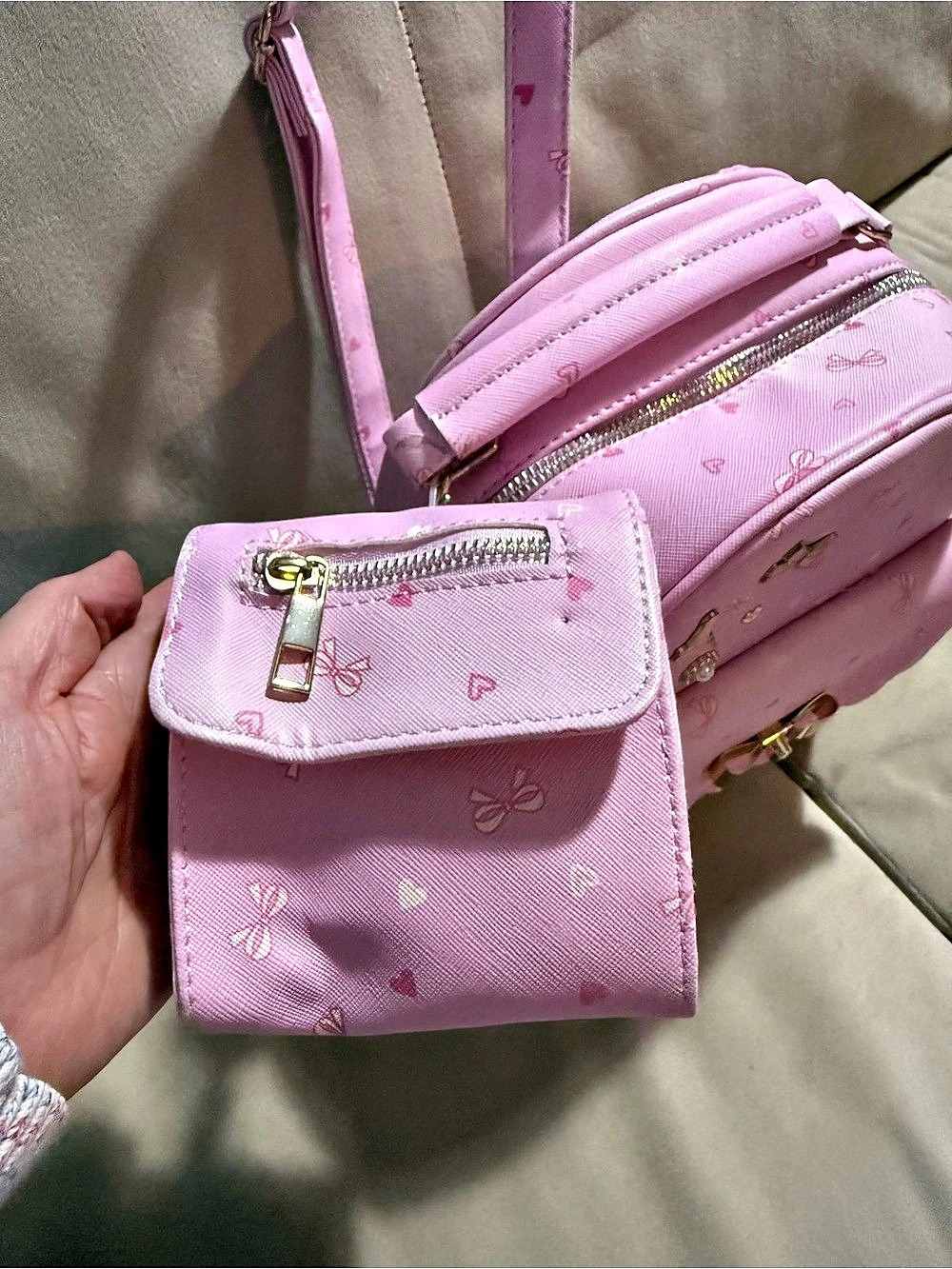 Pink Bow Charm Backpack - Picture 4 of 9
